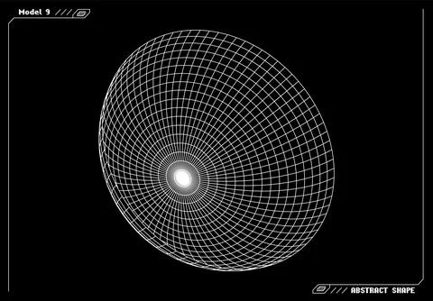Abstract 3d wireframe shape or basic element with open edge. Science and Stockillustratie