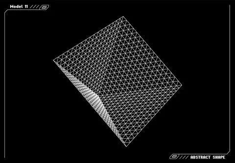 Abstract 3d wireframe shape or basic element with open edge. Science and Stockillustratie