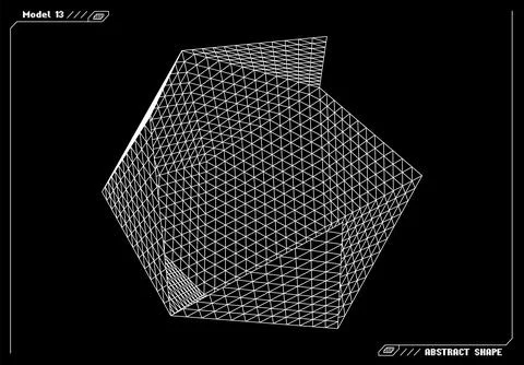 Abstract 3d wireframe shape or basic element with open edge. Science and Illustrazione stock