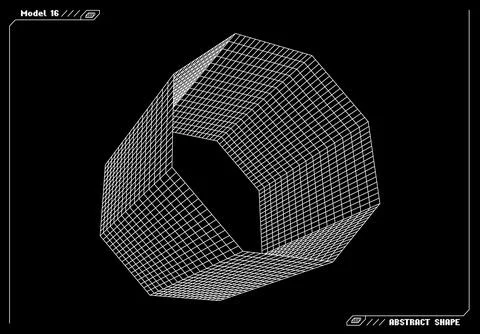 Abstract 3d wireframe shape or basic element with open edge. Science and 스톡 일러스트