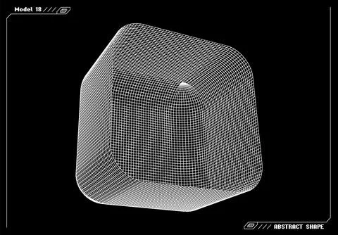 Abstract 3d wireframe shape or basic element with open edge. Science and 스톡 일러스트