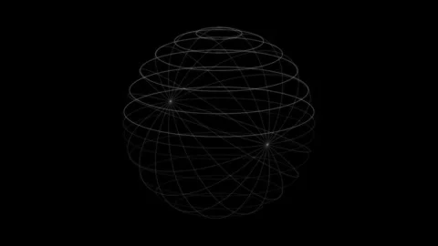 Abstract 3D wireframe sphere rotating on dark background Vídeo Stock 346159067