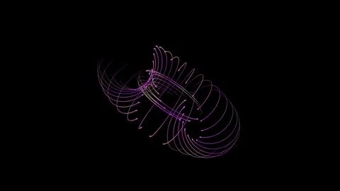 Abstract 3D Wireframe Torus with Purple Neon Glow Illustrazione stock