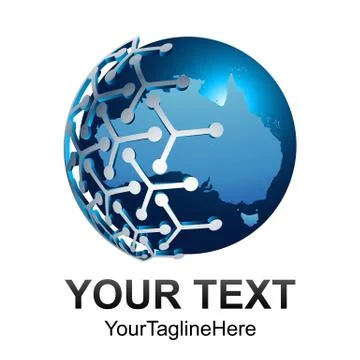 Abstract 3D World globe vector illustration. Tech globe logo vector. Stock Illustration