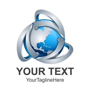 Abstract 3D World globe vector illustration. Tech globe logo vector. Illustrazione stock