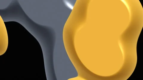 Abstract 3d yellow fluid blobs moving in dark space. 4K Video stock 344577599