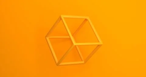 Abstract 3d Yellow geometric WireCube  background Illustrazione stock