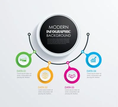 Abstract 4 circle infographics number options template. Vector illustration b Stock Illustration