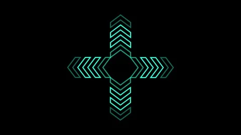Abstract 4 side arrow icon concept animation. Cyan color 4 directional arro.. Vídeo Stock 333994520