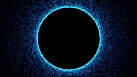 Abstract 4K animation of a dynamic black circle surrounded by rapidly Stock Footage 321682149