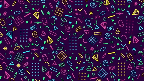 Abstract 4k animation of a retro pattern background with geometrical shapes. 動画素材 143354843