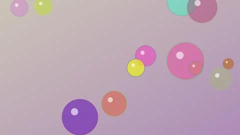 Abstract 4K background with colorful floating bubbles on a purple gradient .. 库存插图