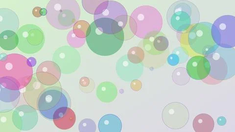 Abstract 4K background with colorful transparent bubbles and circular bokeh.. Stock Illustration