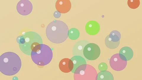 Abstract 4K background featuring colorful minimalist floating bubbles on a .. Stock Illustration