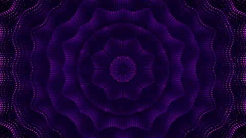 Abstract 4K background with a pulsating mandala of neon purple dots. 3d render Stock Footage 320159345