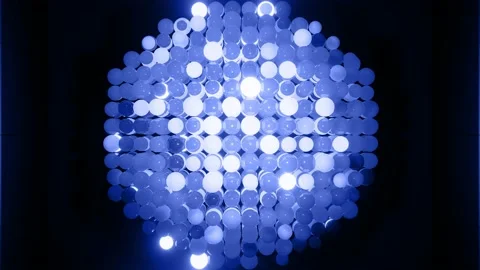 Abstract 4k background of spheres in shades of blue. Balls like leds in plane Stock Footage 137659953