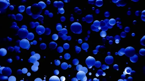 Abstract 4k background of spheres in shades of blue. Balls like leds hang in air Stock Footage 140276355