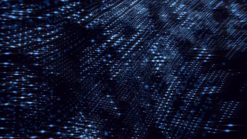 Abstract 4K blue shining glitter particles and lanes animation new motion Stock Footage 256147191