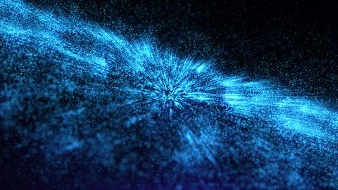 Abstract 4K blue shining glitter particles and rays animation new motion back Stock Illustration