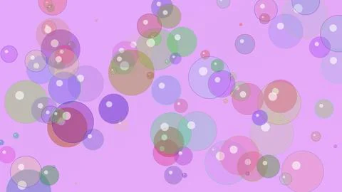 Abstract 4K bubble background with colorful floating circles on purple. Mod.. 库存插图