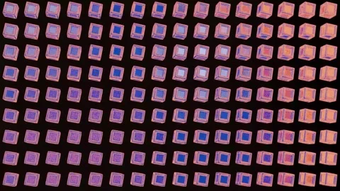 Abstract 4K Geometric Isometric Cubes Pink and Blue Shimmering Grid Animati.. Stock Footage 335255536