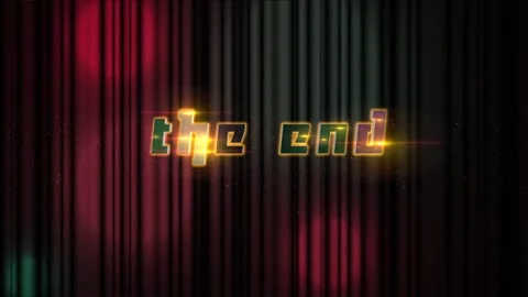 Abstract 4k glowing the end title curtains shape moving Video stock 260150982
