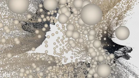 Abstract 4K Motion Background with Dense Beige Particle Cloud and Central Void Stock Footage 337318935