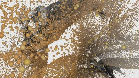 Abstract 4K Motion Background with Dense Gold and Tan Particle Clusters Stock Footage 337318962