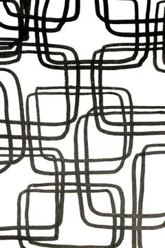 Abstract 70s geometric style square and rectangle pen ink black and white b.. Illustrazione stock