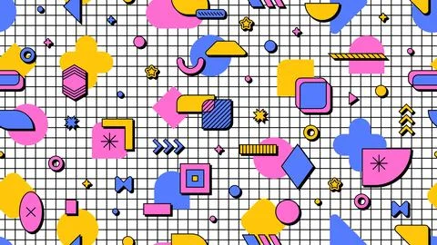 Abstract 80s 90 geometric Memphis seamless pattern Stock Illustration
