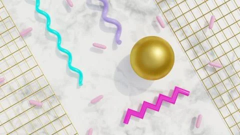 Abstract 80s pattern 3D render Stock Illustration