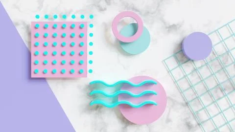 Abstract 80s pattern 3d render Stock Illustration