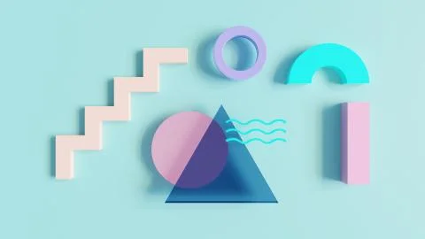 Abstract 80s pattern 3d render Stock Illustration
