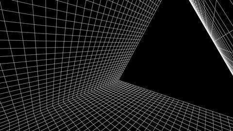 Abstract 80s styled computer background. Sci-fi architecture interior with retro 库存插图
