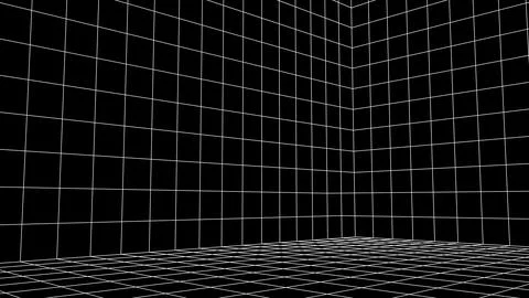 Abstract 80s styled computer background. Sci-fi architecture interior with retro Stock Illustration