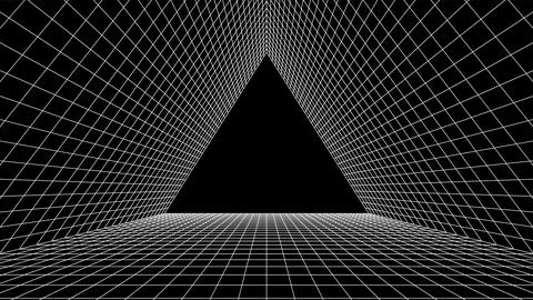 Abstract 80s styled computer background. Sci-fi architecture interior with retro 스톡 일러스트