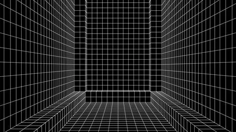 Abstract 80s styled computer background. Sci-fi architecture interior with retro Stock Illustration