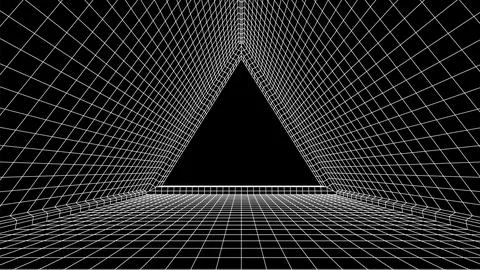 Abstract 80s styled computer background. Sci-fi architecture interior with retro 库存插图
