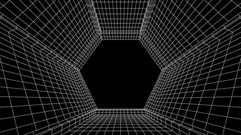 Abstract 80s styled computer background. Sci-fi architecture interior with retro Stock Illustration