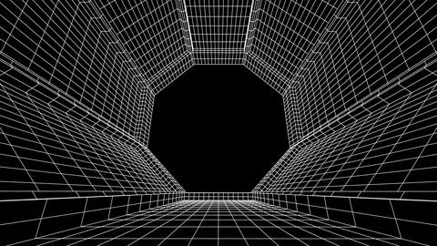 Abstract 80s styled computer background. Sci-fi architecture interior with retro Stock Illustration