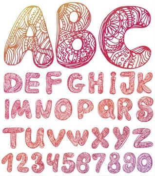 Abstract ABC set letters Hand drawn vector Stock Illustration