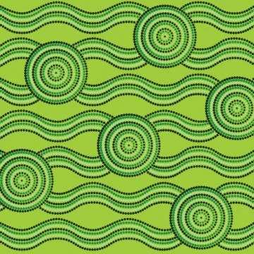 Abstract Aboriginal dot painting in vector format. Stock Illustration