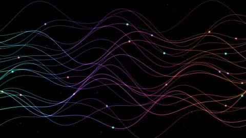 Abstract Abstract Digital Wave Background with Glowing Neon Lines and Floati Stock Footage 346041294