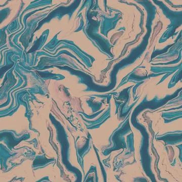 Abstract acrylic liquid seamless pattern in Fluid art style with marble effect. Stock Illustration