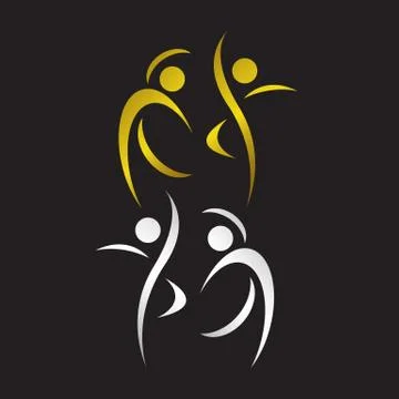 Abstract active people dancing logo design vector icon illustration Stock Illustration