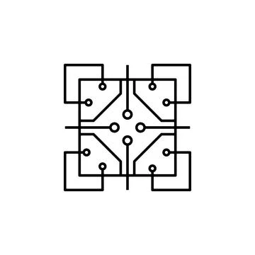 Abstract, advanced, chip, electronics icon Stock Illustration