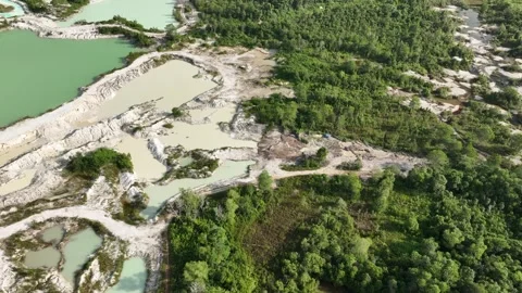 Abstract Aerial Patterns of Mining Environmental Impact Stock Footage 327853122