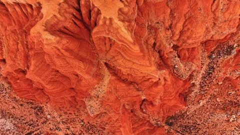 Abstract aerial view of red clay soil erosion patterns 動画素材 332167322