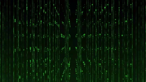 Abstract Aesthetic Falling Glowing Grid Lines Dots Green Background 4K HD Stock Footage 294993258