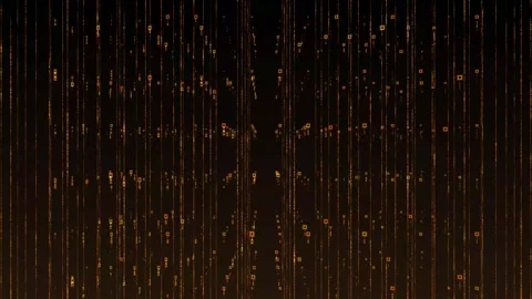 Abstract Aesthetic Falling Glowing Grid Lines Dots Gold Background 4K HD Stock Footage 294993259
